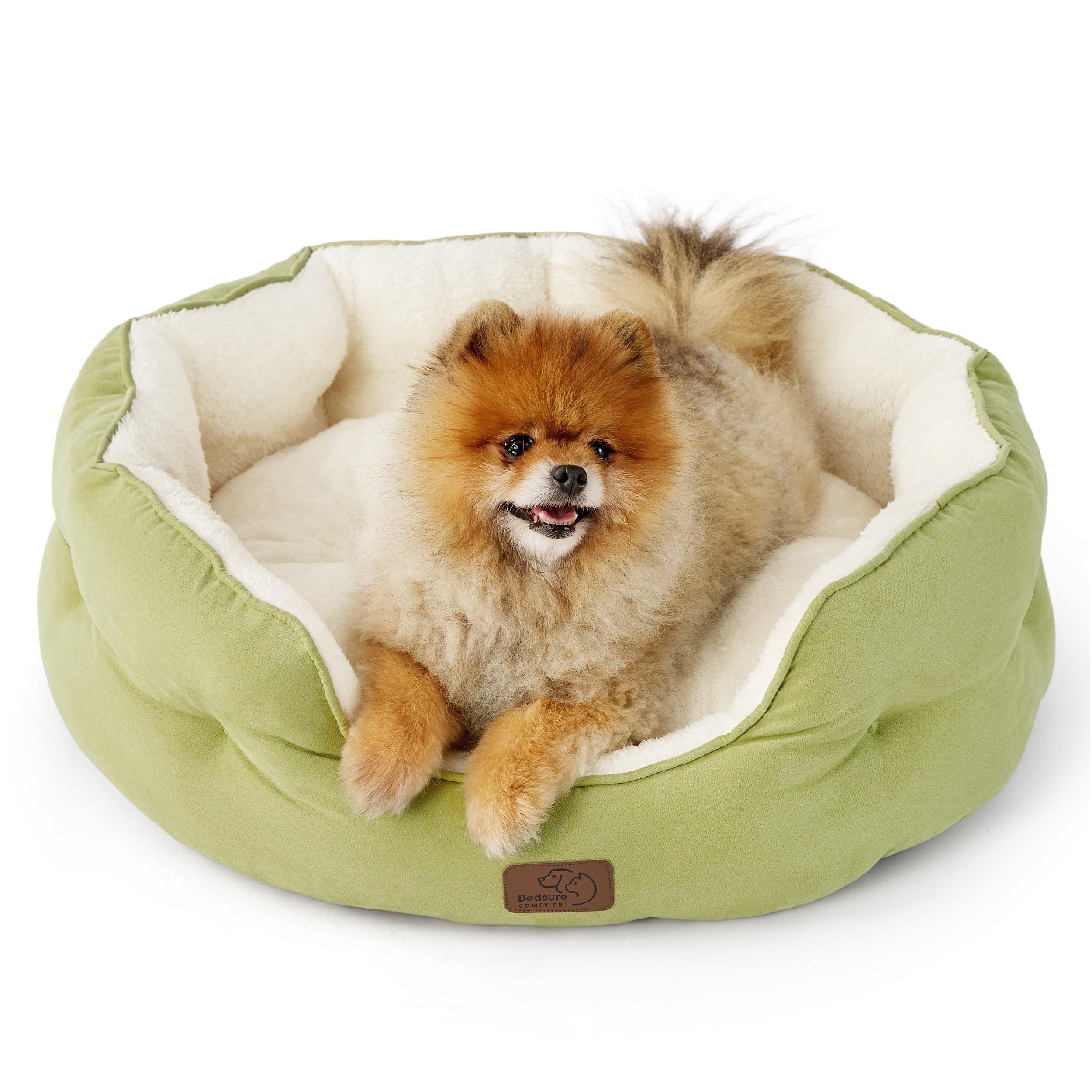 Bedding dog bed washable, circular cat bed for indoor cats, 20 inch soft plush pet bed for kittens, non slip bottom, easy to clean