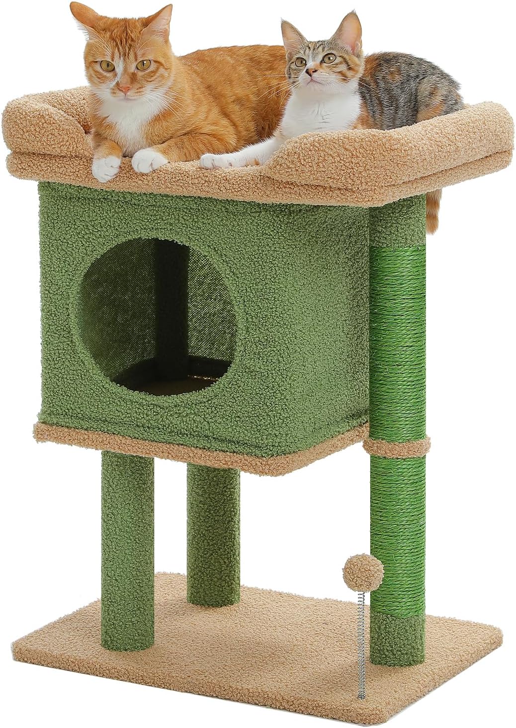 Roadflower Cat Tree Pink 32 inch Kitten Tower Cat Grab Post with Bent Bass, Comfortable Cat Apartment Detachable Flower Bed