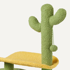 Indoor cat and kitten cactus cat tree, with curved bass grab bar, interactive swing ball, 30.7 inches (77.9 cm)