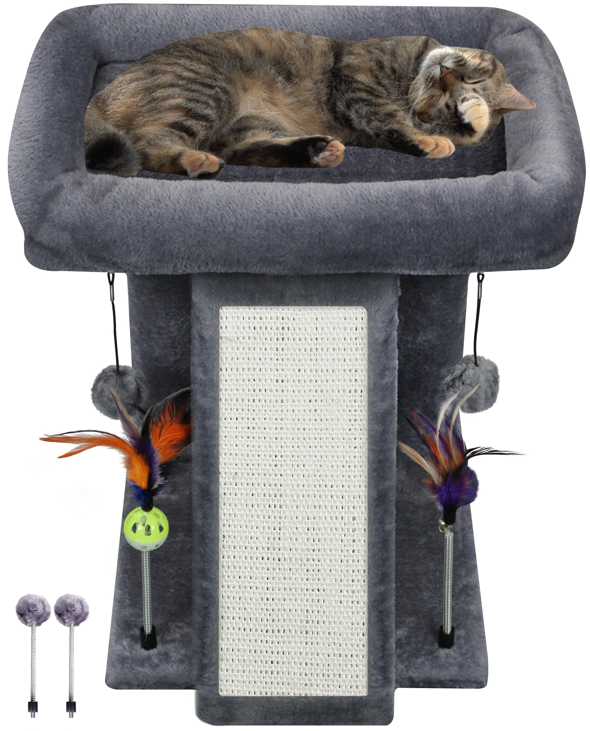 Cactus cat tree tower with indoor cat scratching post, activity center climbing tree cat furniture