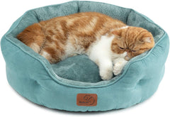 Bedding dog bed washable, circular cat bed for indoor cats, 20 inch soft plush pet bed for kittens, non slip bottom, easy to clean