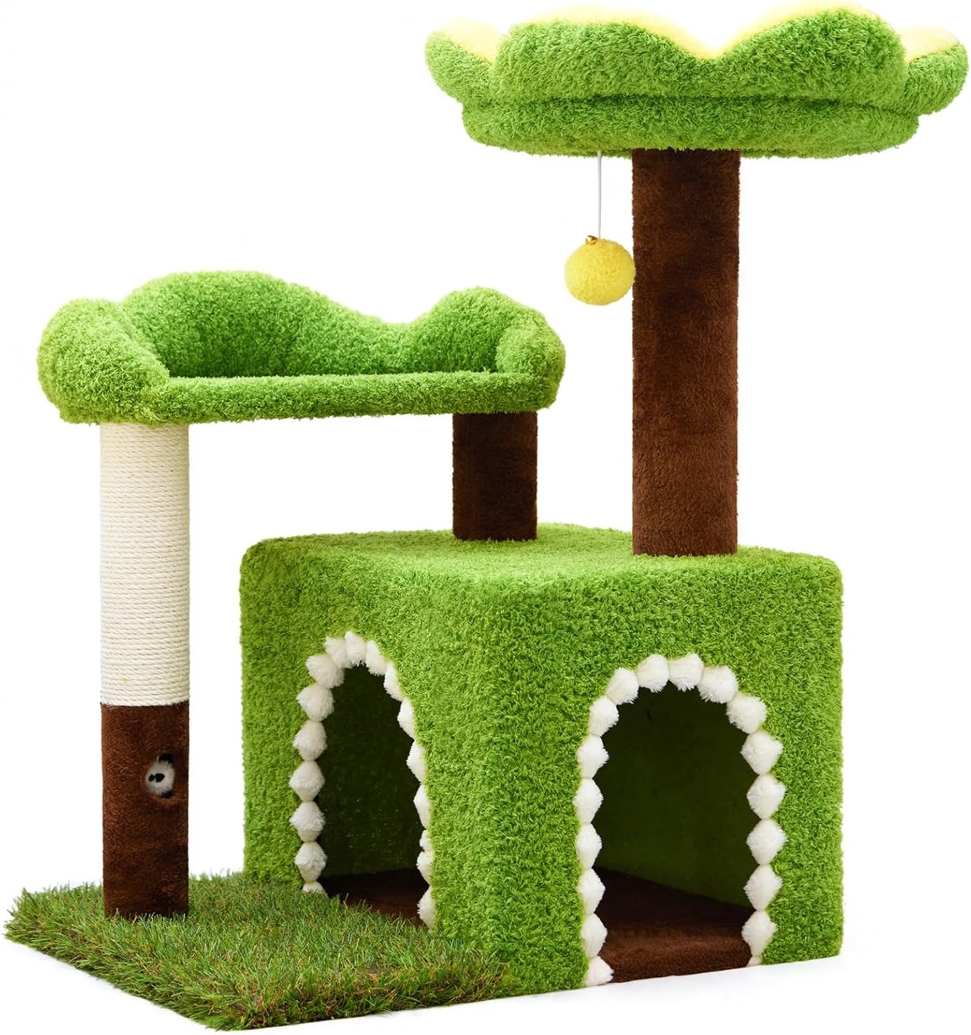 Sunflower short cat scratching tree and cat apartment, cat tower and cat scratching column, three in one multi story building