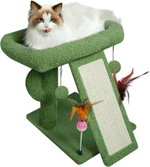 Cactus cat tree tower with indoor cat scratching post, activity center climbing tree cat furniture