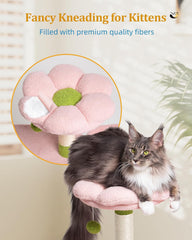 Indoor cat with flower cat tree, 41.2-inch adult cat with cute cat tree | 2-door large cat apartment cave bed, cat tower with scratch post, comfortable flower perch and kitten hammock