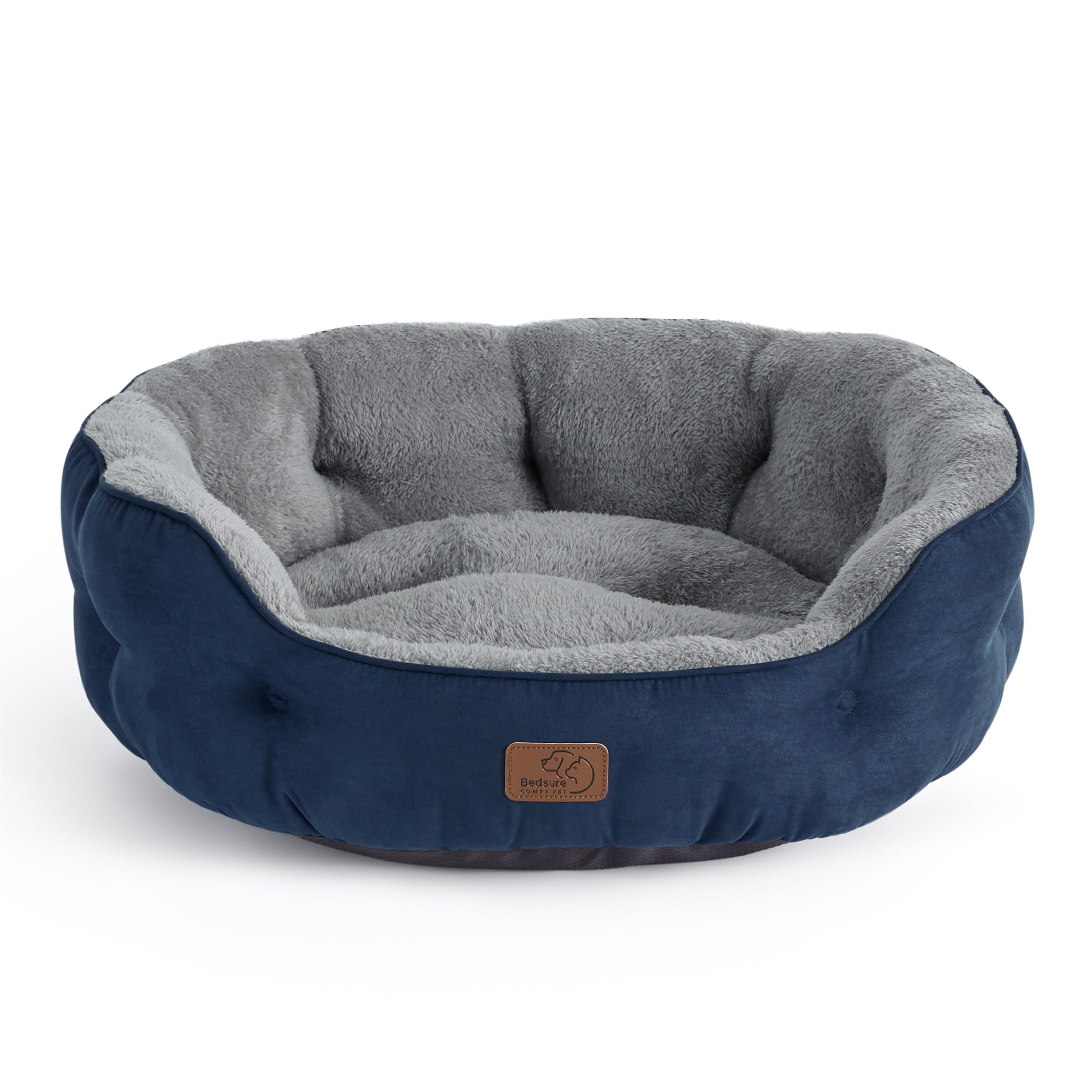 Bedding dog bed washable, circular cat bed for indoor cats, 20 inch soft plush pet bed for kittens, non slip bottom, easy to clean