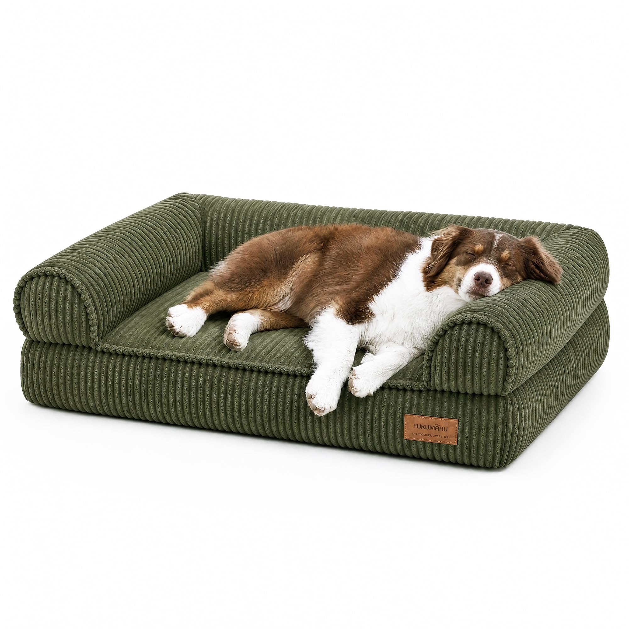 Dog Sofa Bed, Indoor Corduroy Comfortable Cat Bed with Washable Lid, 28 inch Waterproof Orthopedic Dog Bed Pet Sofa, Green