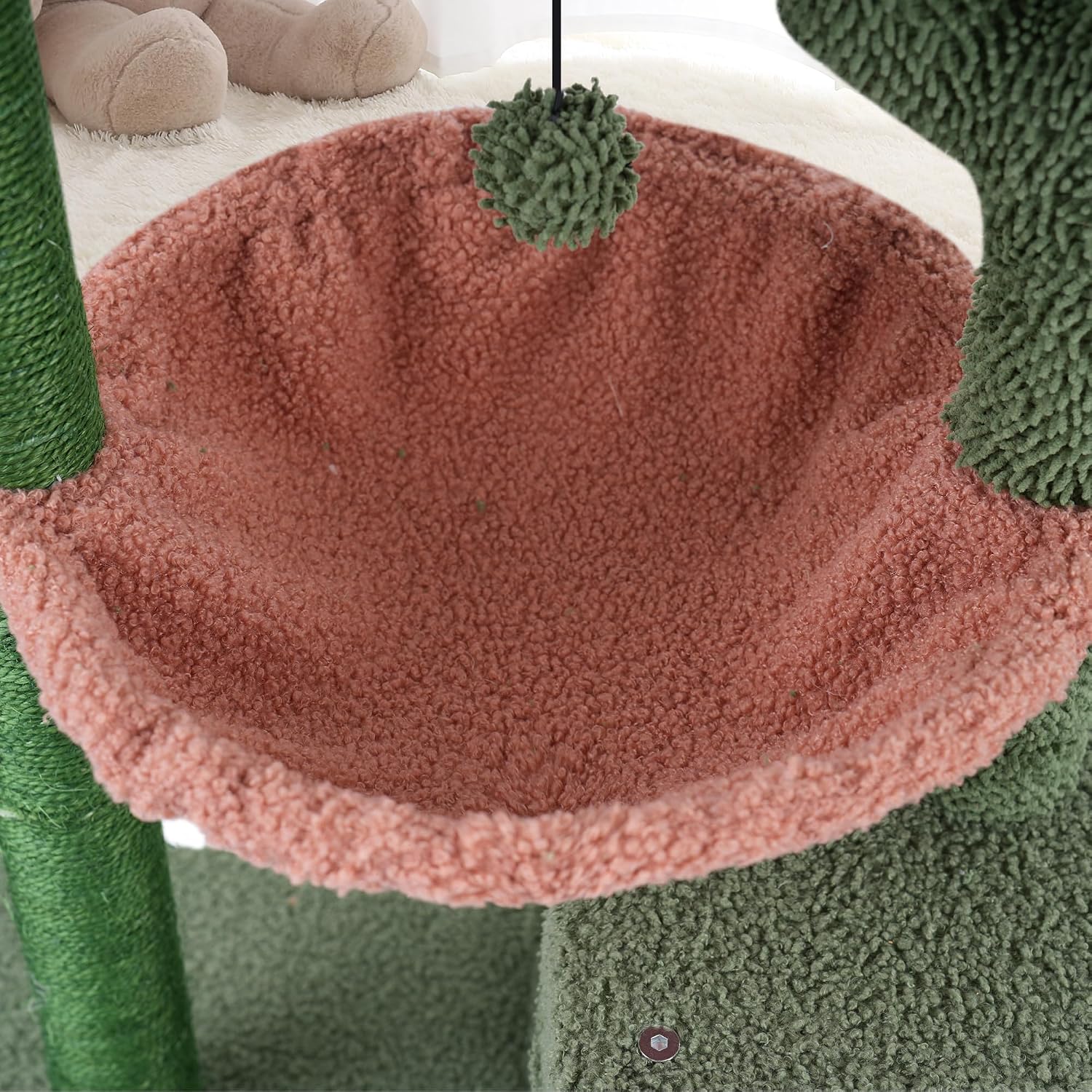 37.4 "Cactus Cat Tree Tower, equipped with indoor twin cat apartments, integrated sea bass hammocks, and toy balls